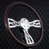 18" Chrome Flame Wheel - Dark Wood