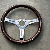 FACTORY SECOND: 14" CHROME EMPIRE DARK WOOD WITH RIVETS