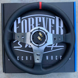 14" Brushed Deeper Octane - Black Leather (Red Stripe)