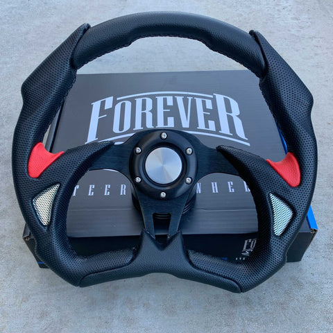 14" D-Shaped Red Carbon Fiber Performance Wheel