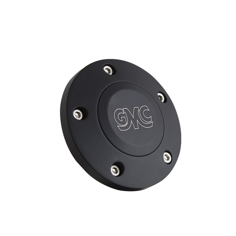 thumbnail image 2 of 14" Billet Steering Wheel Polished Black Wrap + Modern GMC Logo Horn Button | Forever Sharp 2 of 4