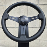 14" Black Chrome Classic - Black Leather Full Wrap