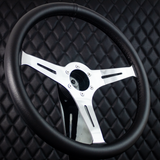 15" Chrome Empire - Black Leather (6 Hole)