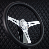 15" Chrome Empire - Black Leather (6 Hole)