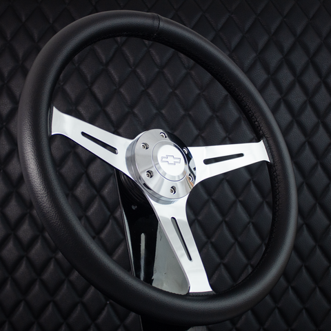 15" Chrome Empire - Black Leather (6 Hole)