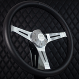 15" Chrome Empire - Black Leather (6 Hole)