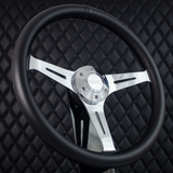 15" Chrome Empire - Black Leather (6 Hole)