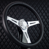 15" Chrome Empire - Black Leather (6 Hole)