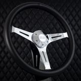 15" Chrome Empire - Black Leather (6 Hole)