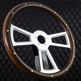 18" Polished Half Wrap Muscle Wheel- Wood