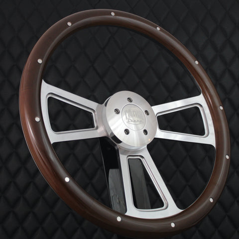 18" Polished Half Wrap Muscle Wheel- Wood