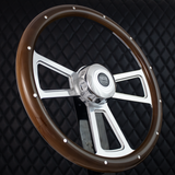 18" Polished Half Wrap Muscle Wheel- Wood