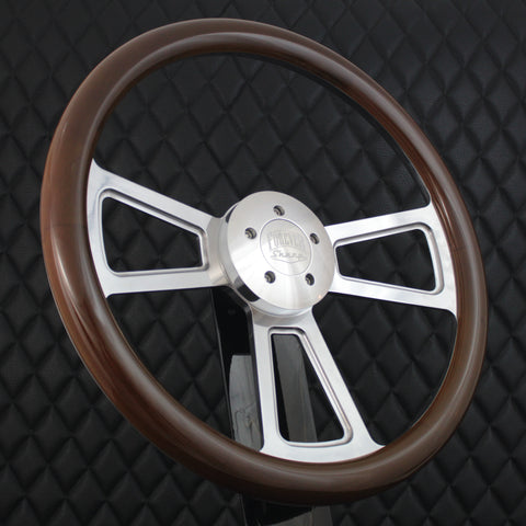 18" Polished Half Wrap Muscle Wheel- Wood