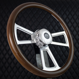 18" Polished Half Wrap Muscle Wheel- Wood