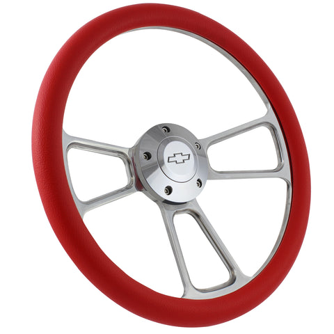 Red Steering Wheel 14" Billet Muscle Style Wheel For Ididit, Flaming River Col E - Foto 6